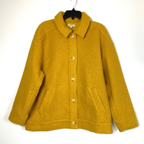Madewell Bouclé Bomber Jacket - Yellow, Size Large - Picture 4 of 8